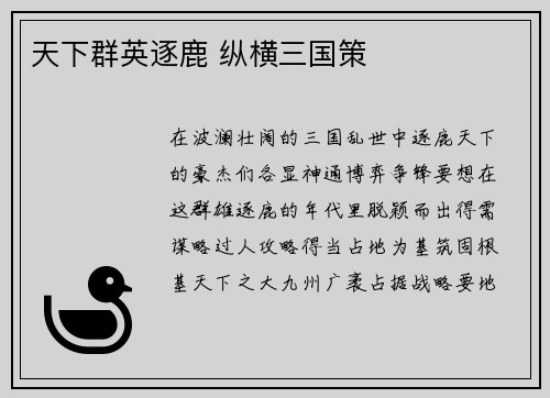 天下群英逐鹿 纵横三国策